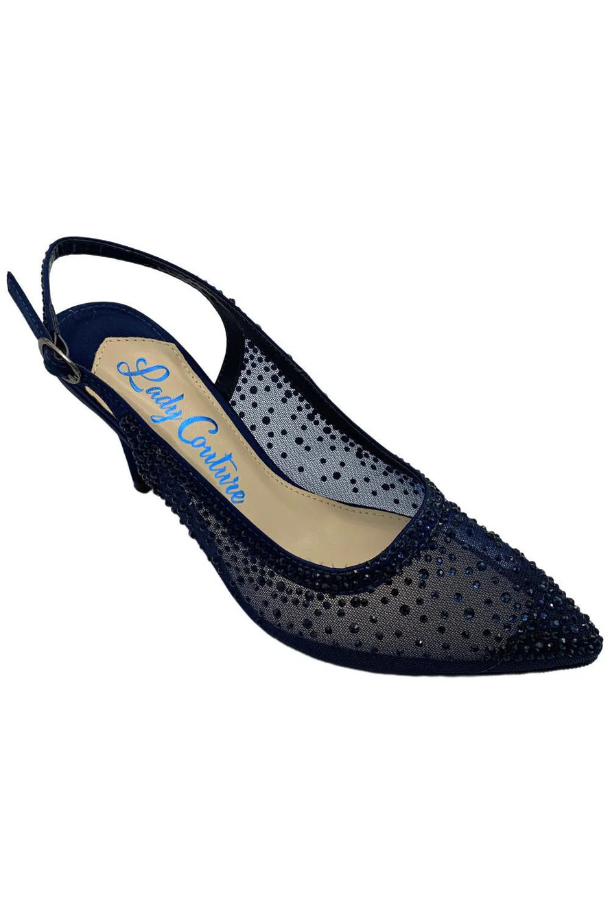 Lady Couture of NY Women's Lola Slingback Pointed Toe Heel Navy - Medium